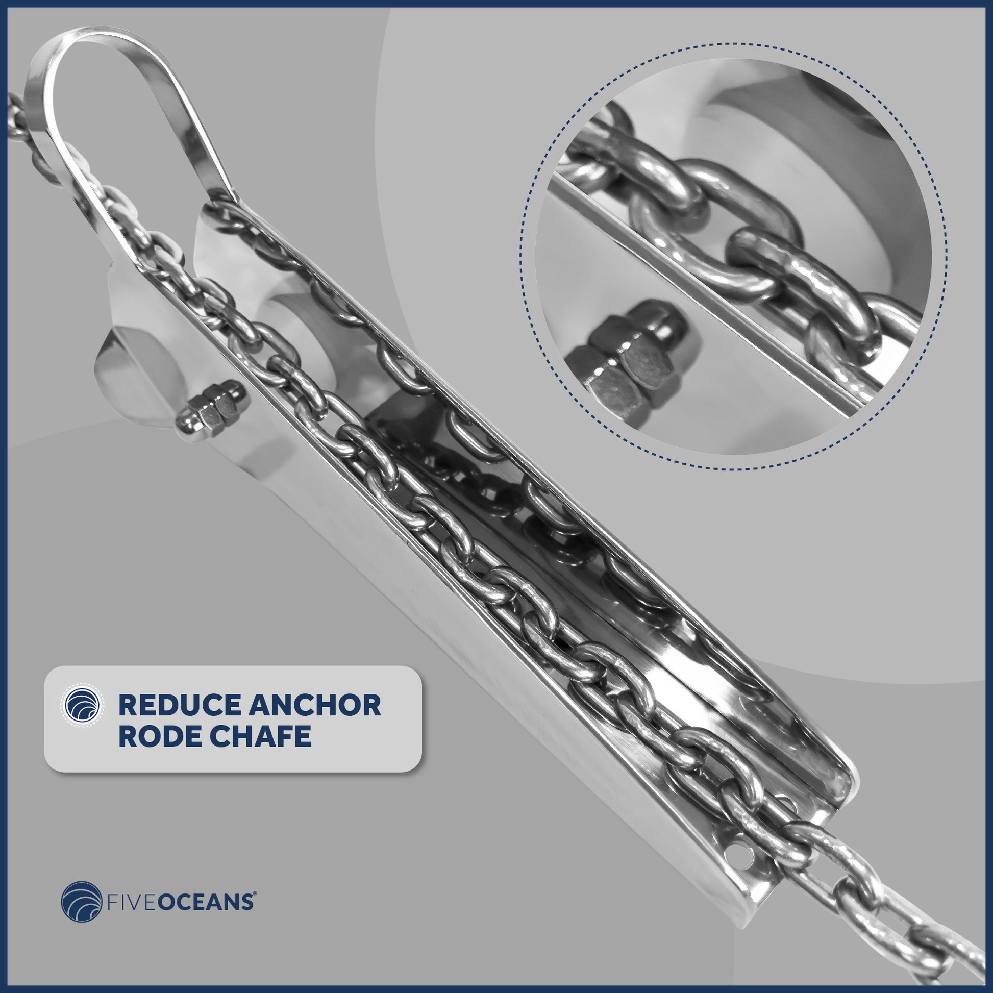 Fixed Anchor Bow Roller, Length 14-5/8", Stainless Steel - FO4183 - Five Oceans
