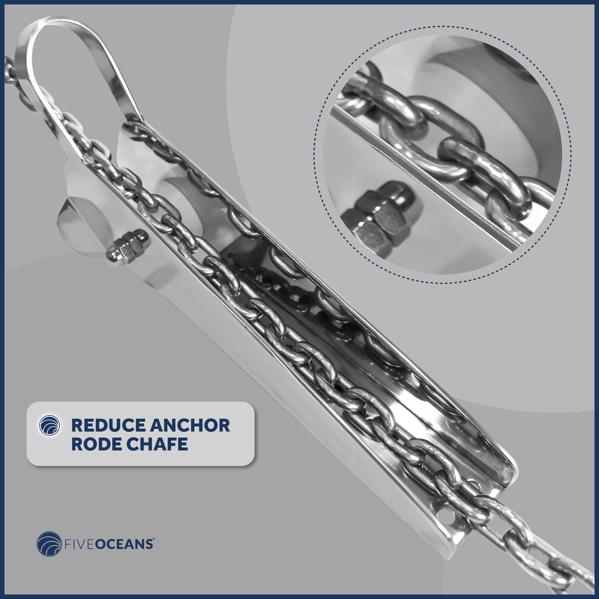 Fixed Anchor Bow Roller, Length 14-5/8", Stainless Steel - FO4183 - Five Oceans