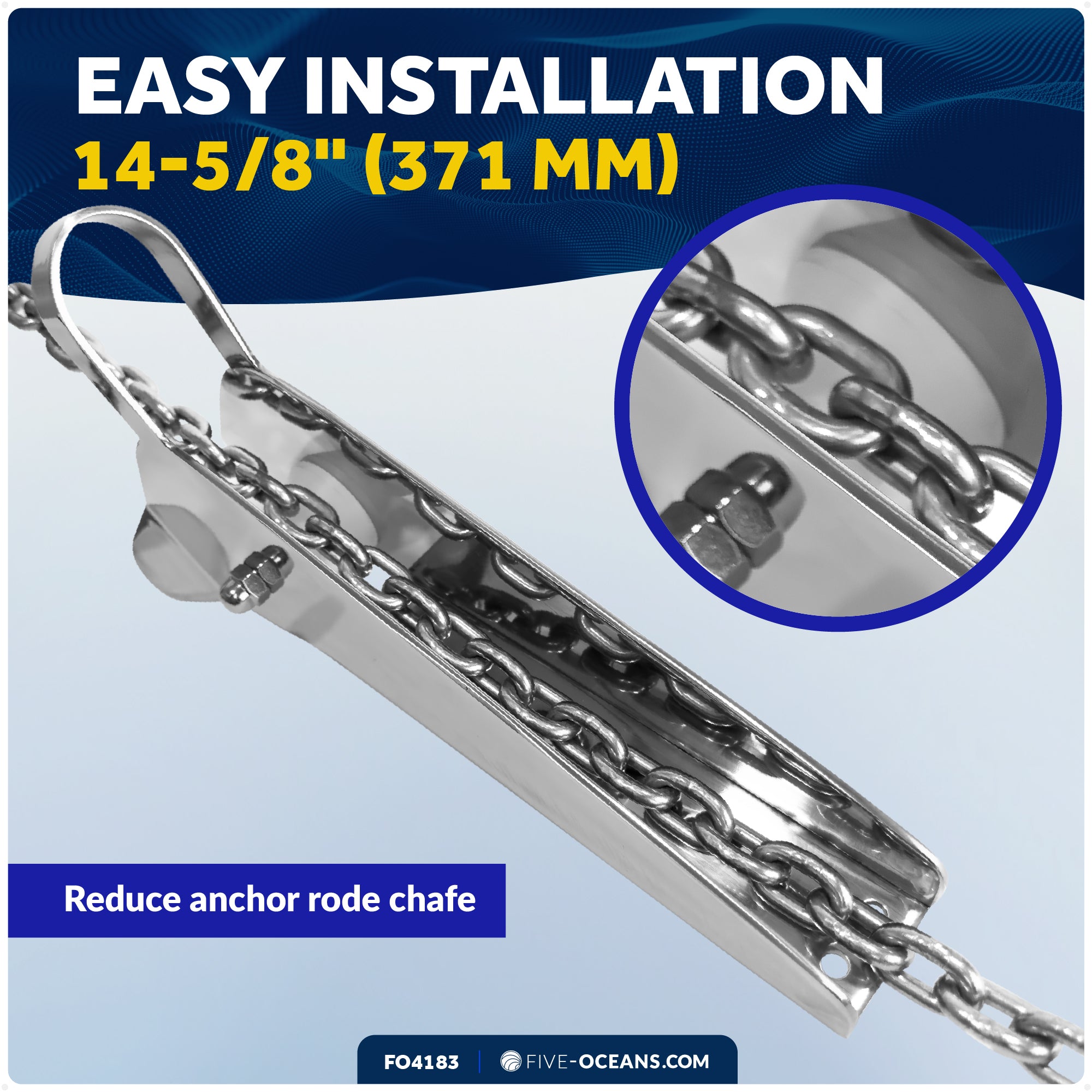 14-5/8" Universal Anchor Bow Roller, AISI316 Stainless Steel - FO4183 - Five Oceans