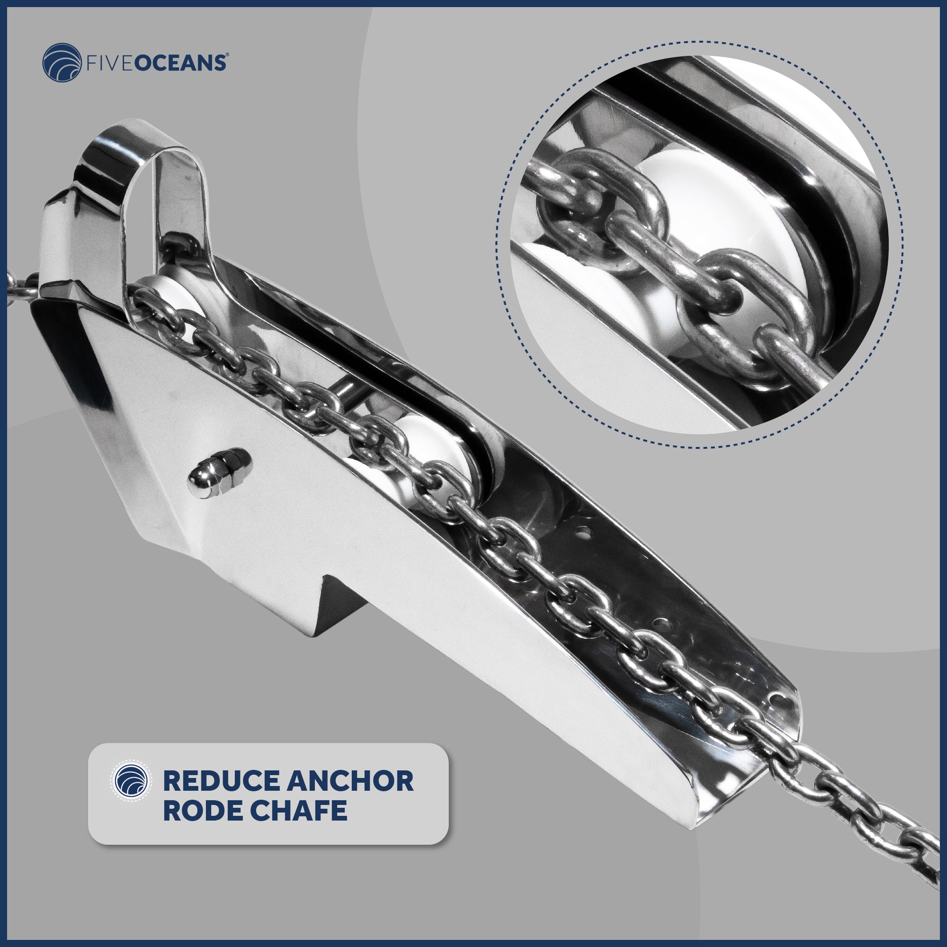 Pivoting Self-launching Anchor Bow Roller, Length 16-1/4", Stainless Steel - FO4184 - Five Oceans