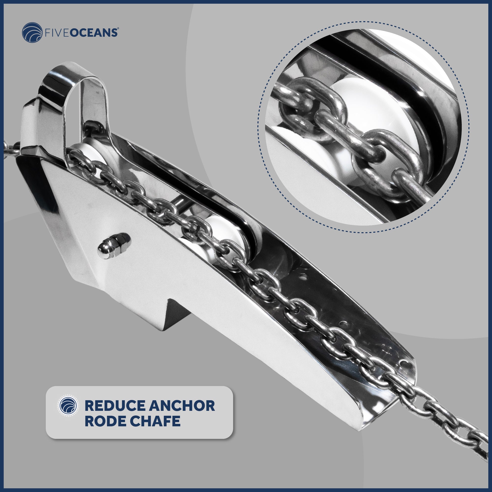 Pivoting Self-launching Anchor Bow Roller, Length 16-1/4", Stainless Steel - FO4184 - Five Oceans
