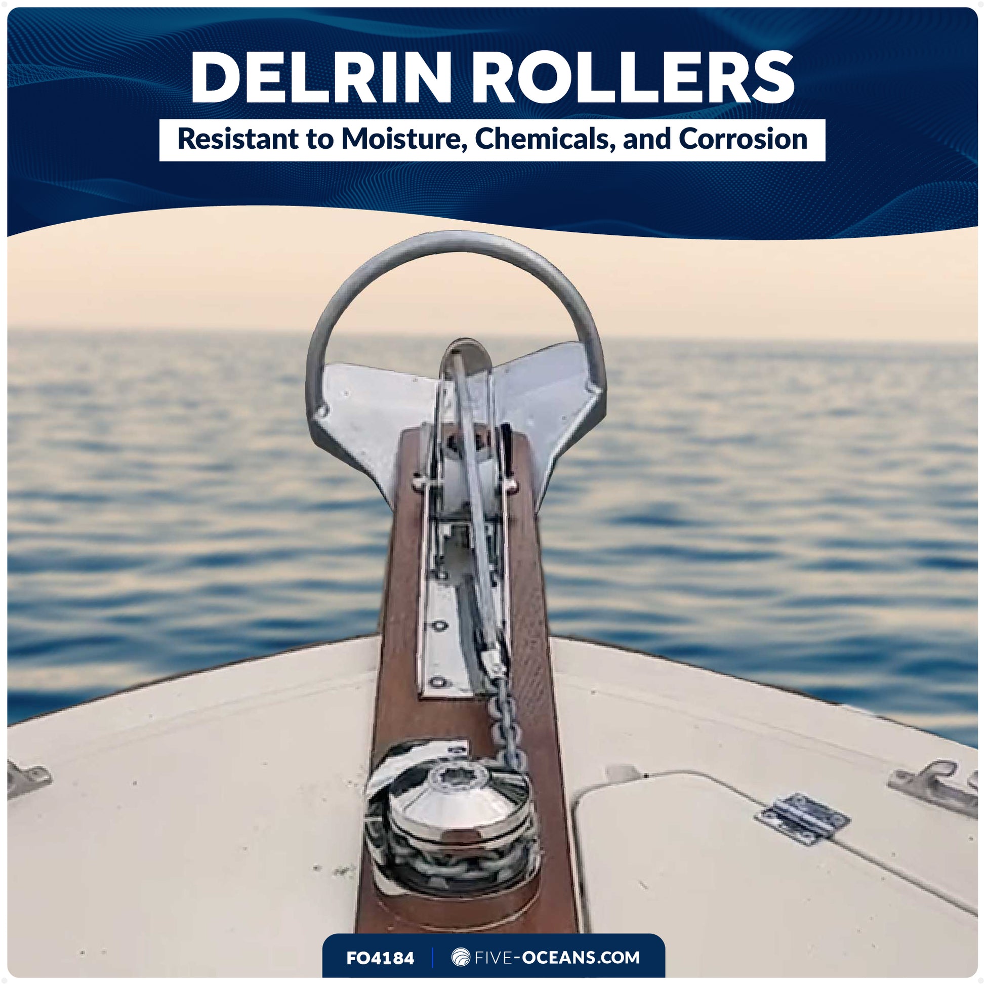 16-1/4" Hinged Self-Launching Anchor Bow Roller, AISI316 Stainless Steel - FO4184 - Five Oceans