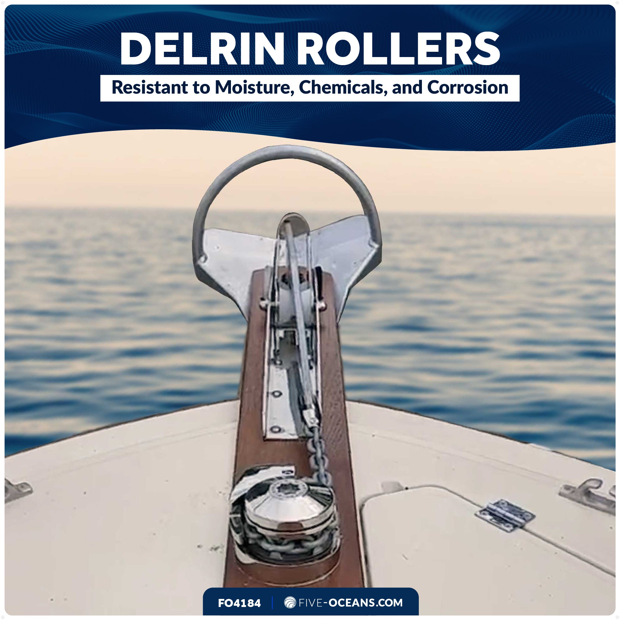 16-1/4" Hinged Self-Launching Anchor Bow Roller, AISI316 Stainless Steel - FO4184 - Five Oceans