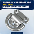 1/4" Folding Pad Eye, AISI316 Stainless Steel, 2-Pack