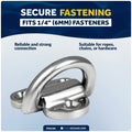 1/4" Folding Pad Eye, AISI316 Stainless Steel