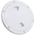 4" Deck Plate, Round Screw-in, Non-skid, White - FO4230 - Five Oceans