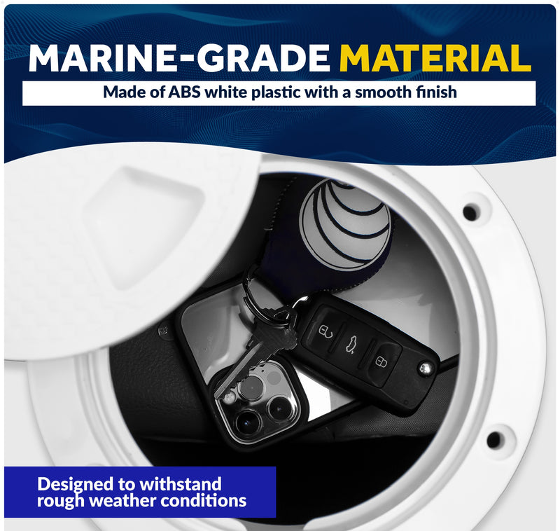 Deck Plate, Round Screw-in, Non-skid, White - Five Oceans