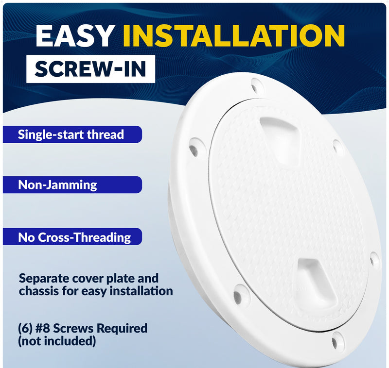 Deck Plate, Round Screw-in, Non-skid, White - Five Oceans