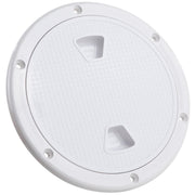 6" Deck Plate, Round Screw-in, Non-slip, White - FO4231 - Five Oceans