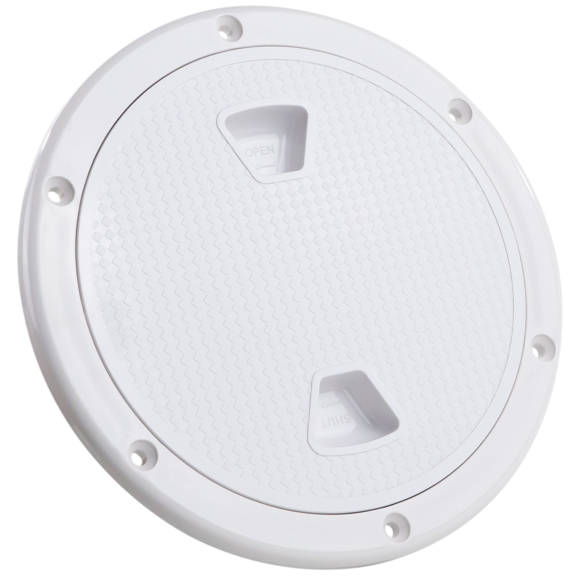 6" Deck Plate, Round Screw-in, Non-slip, White - FO4231 - Five Oceans