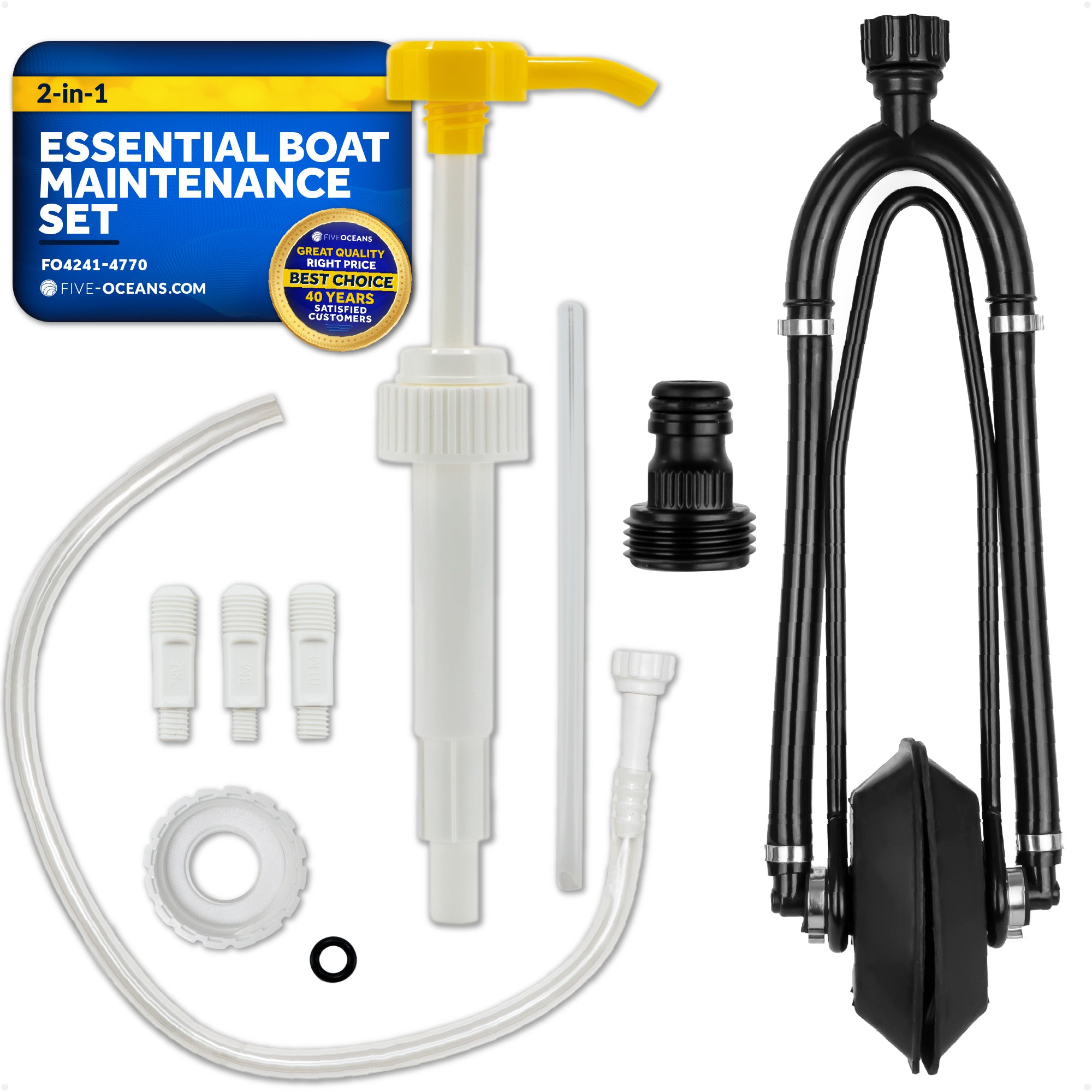 Universal Outboard Motor Flusher Dual Feed Rectangular Muffs & Gear Oil Pump Set - FO4241-4770