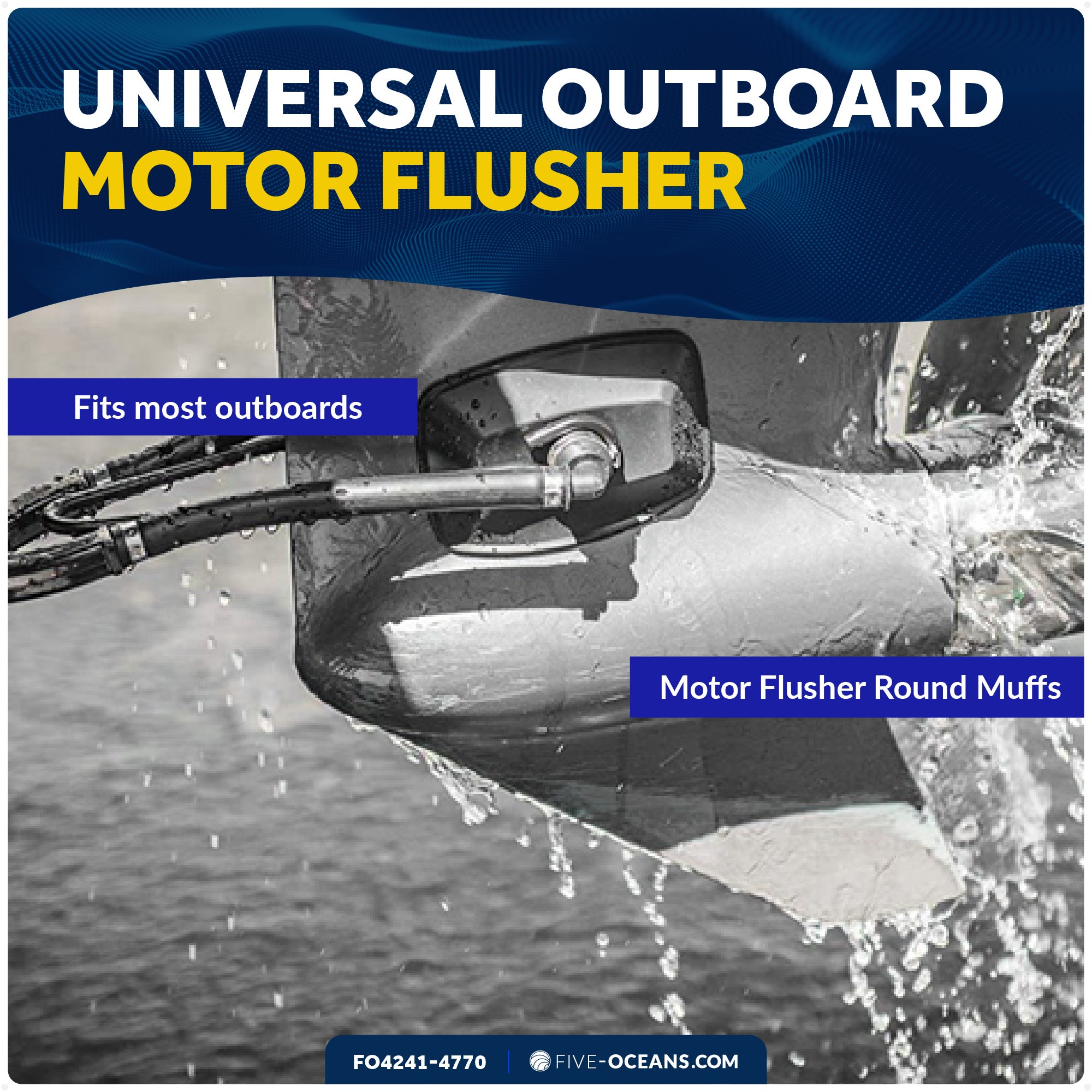 Universal Outboard Motor Flusher Dual Feed Rectangular Muffs & Gear Oil Pump Set - FO4241-4770 - Five Oceans