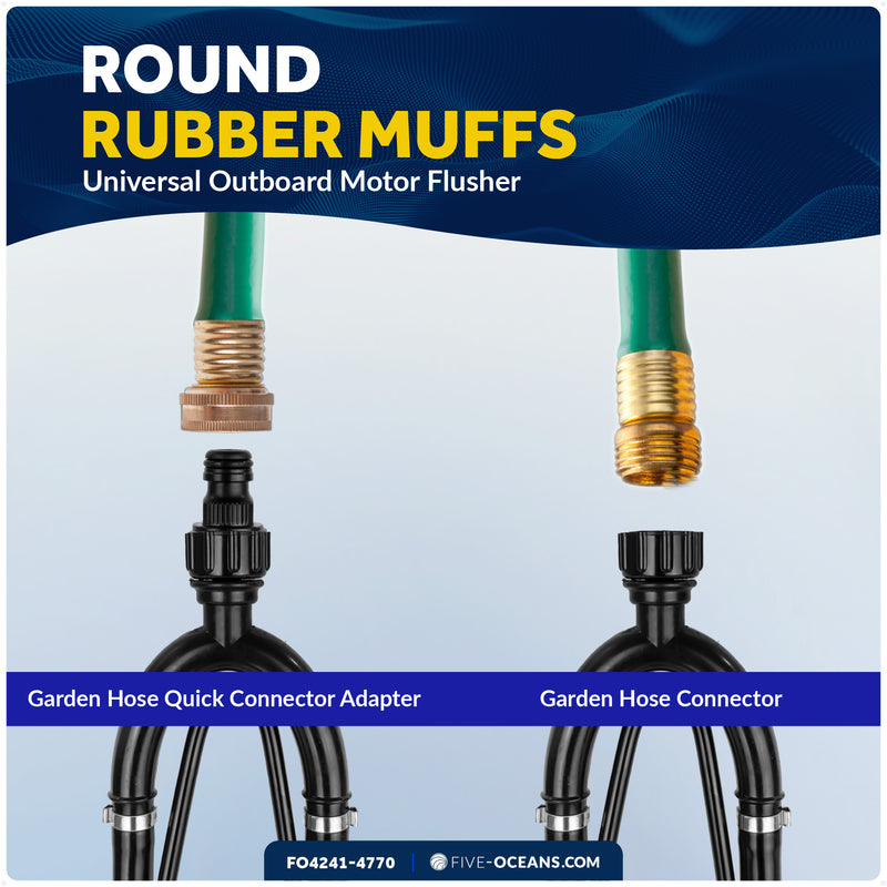 Universal Outboard Motor Flusher Dual Feed Rectangular Muffs & Gear Oil Pump Kit - FO4241-4770 - Five Oceans