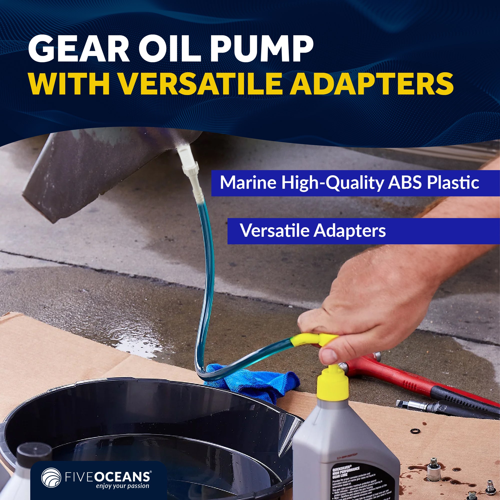 Universal Outboard Motor Flusher Dual Feed Rectangular Muffs & Gear Oil Pump Set - FO4241-4770 - Five Oceans