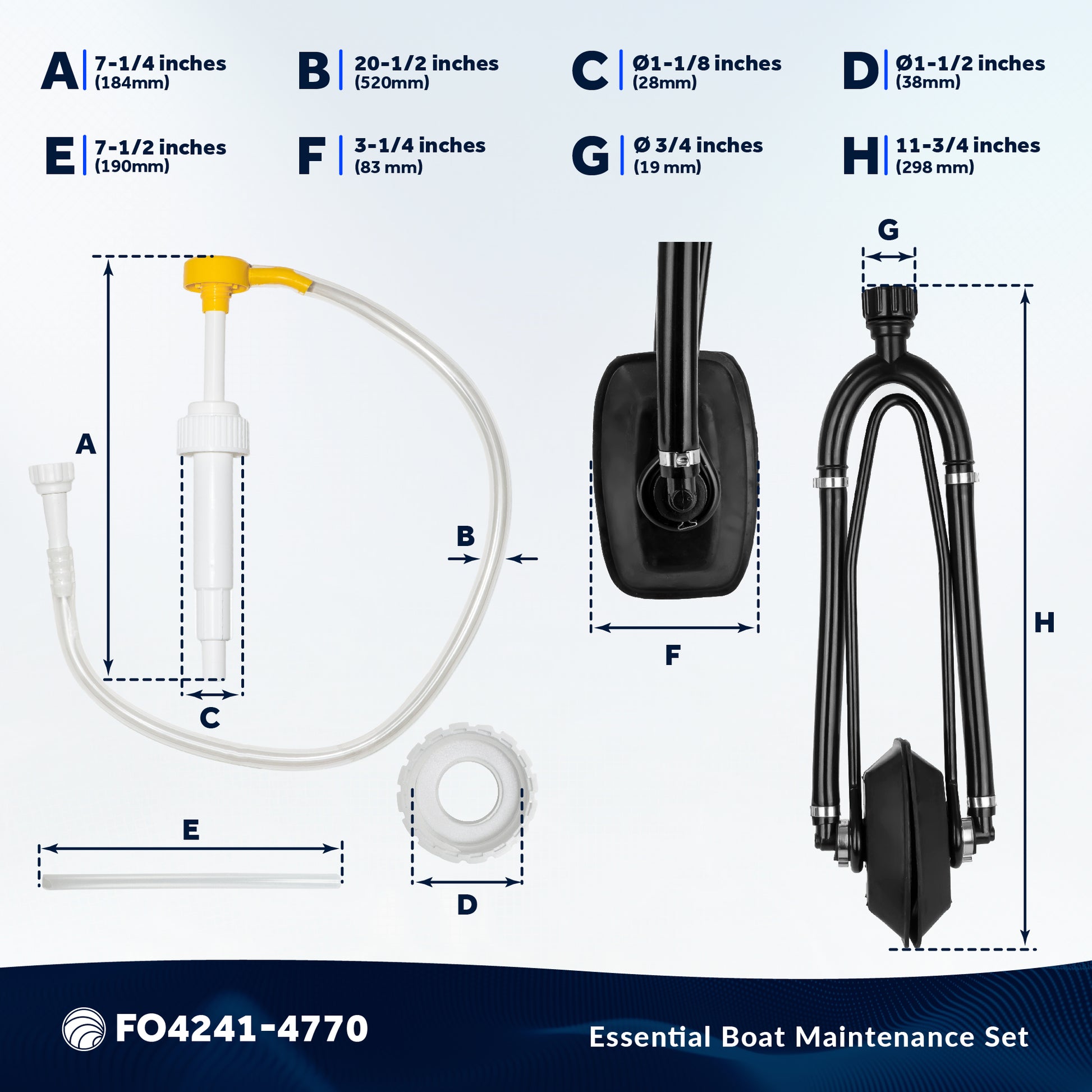 Universal Outboard Motor Flusher Dual Feed Rectangular Muffs & Gear Oil Pump Set - FO4241-4770 - Five Oceans