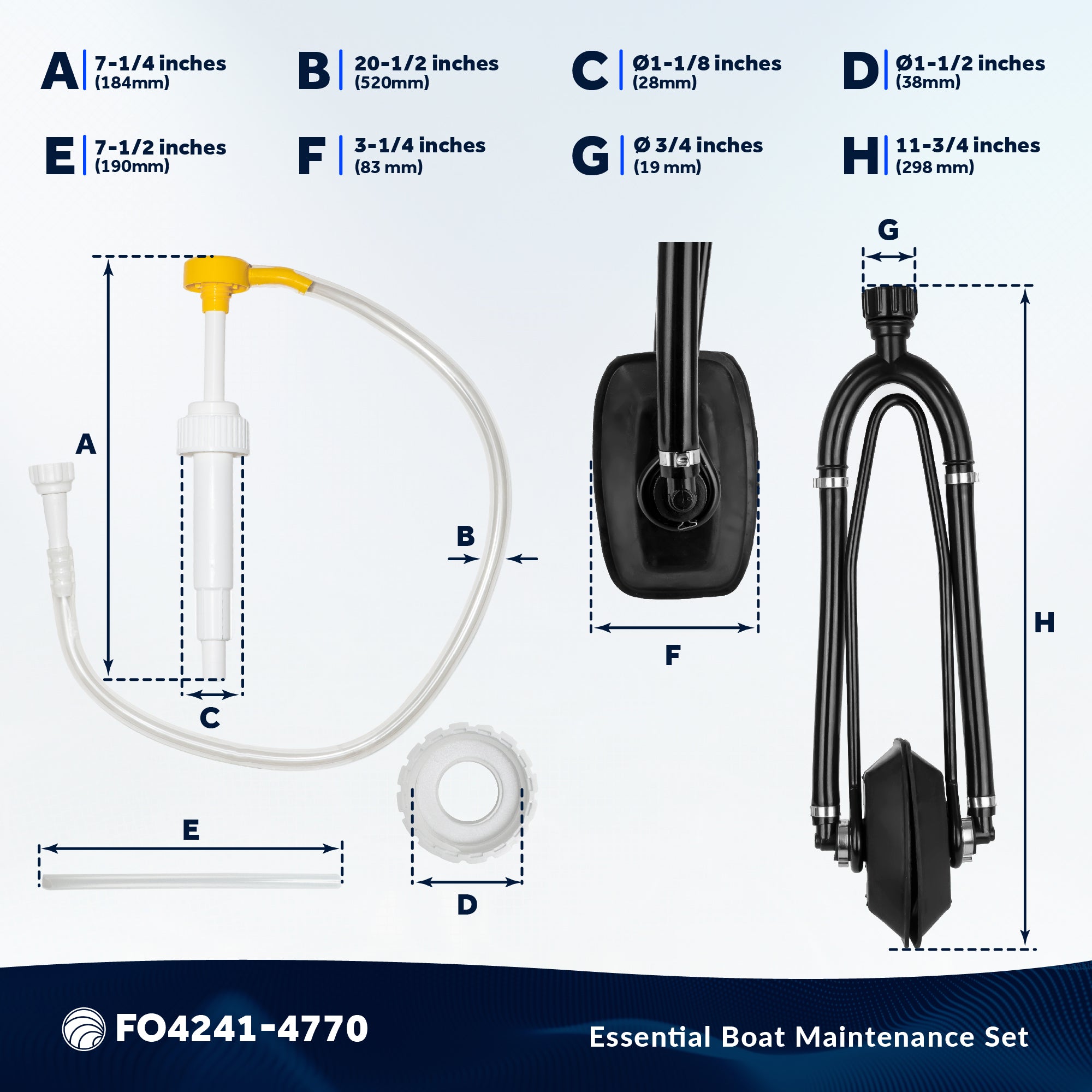 Universal Outboard Motor Flusher Dual Feed Rectangular Muffs & Gear Oil Pump Set - FO4241-4770 - Five Oceans