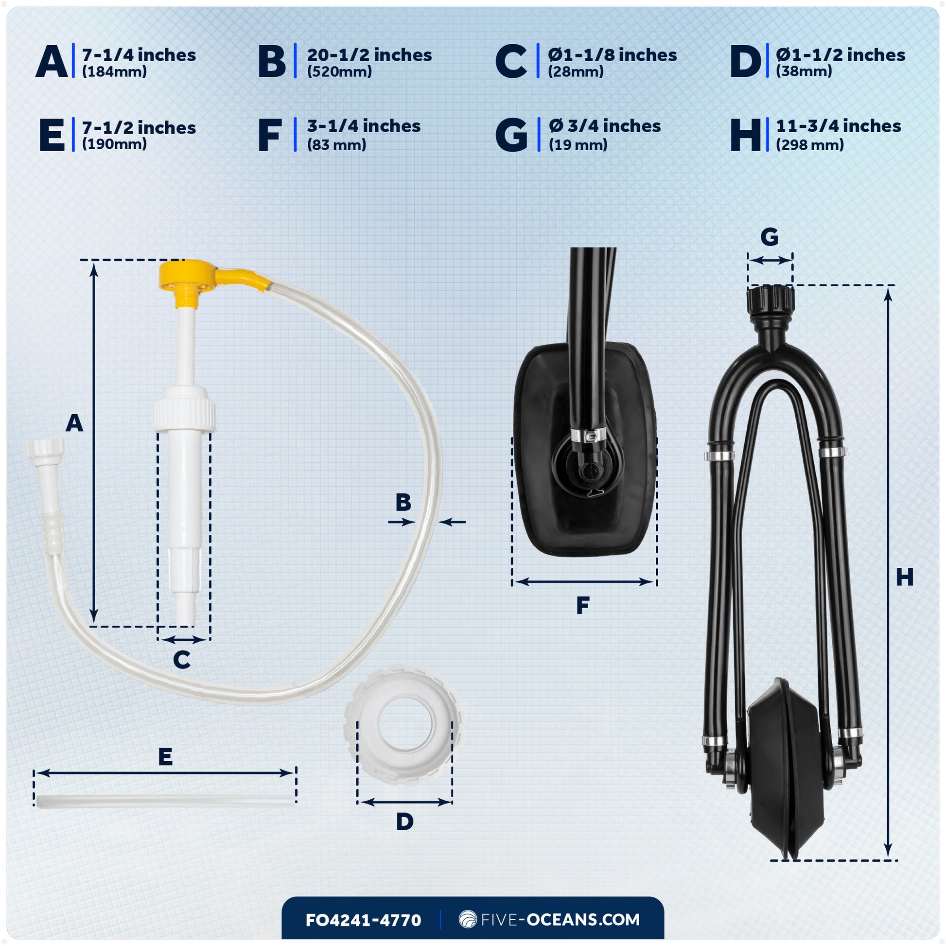 Universal Outboard Motor Flusher Dual Feed Rectangular Muffs & Gear Oil Pump Set - FO4241-4770 - Five Oceans