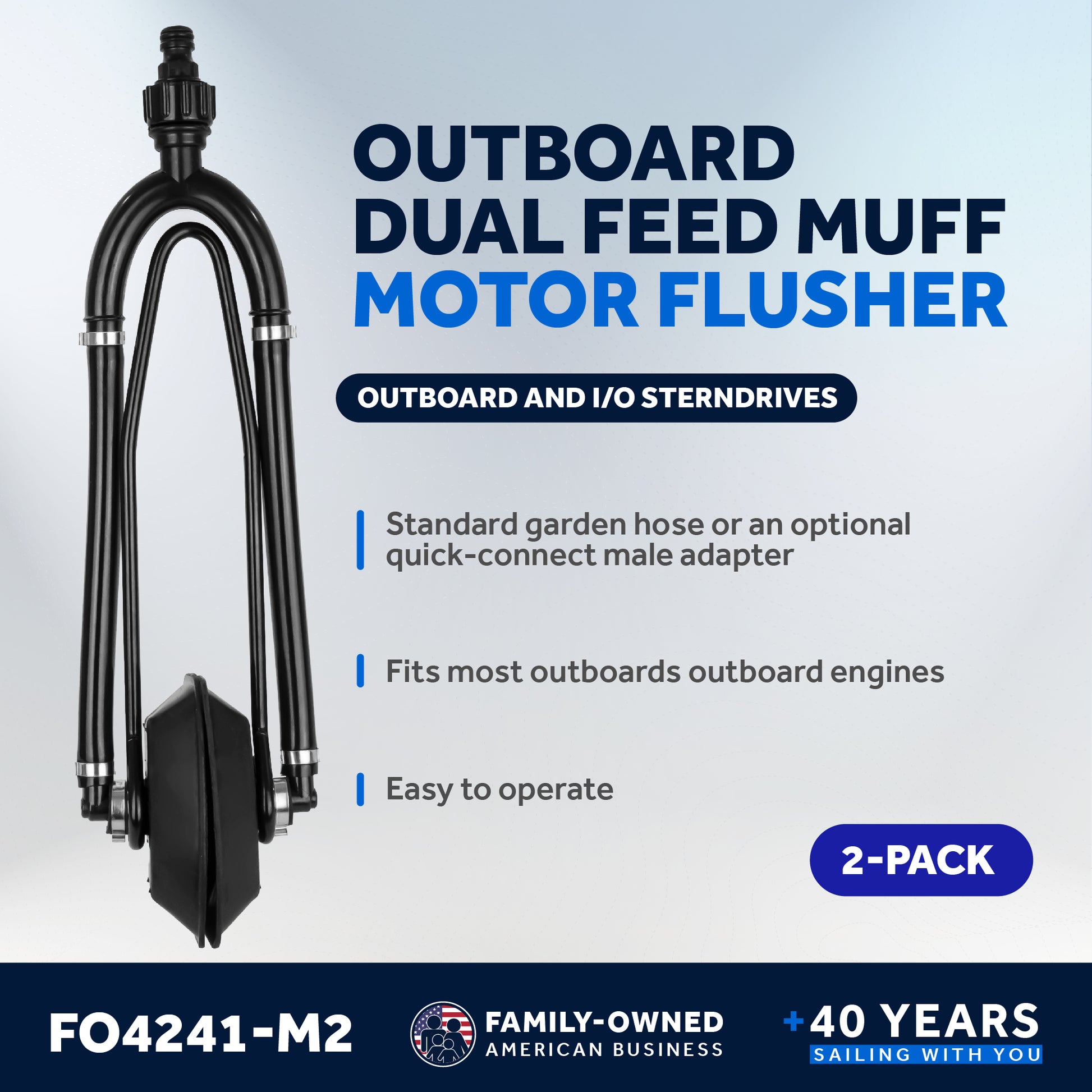 Dual Feed Muff Boat Motor Flusher, Rectangular Muffs - 2-Pack - FO4241-M2 - Five Oceans