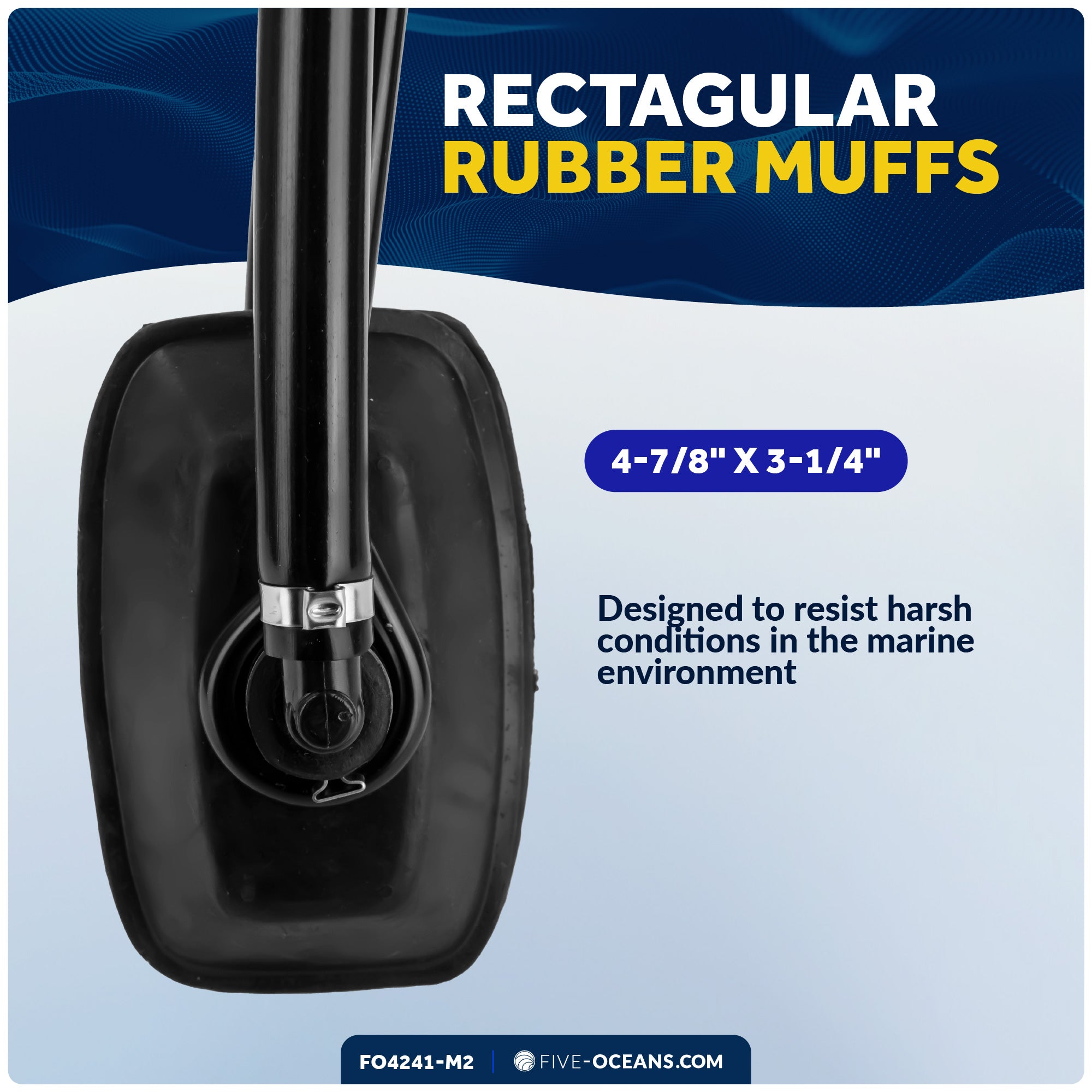 Dual Feed Muff Boat Motor Flusher, Rectangular Muffs - 2-Pack - FO4241-M2 - Five Oceans