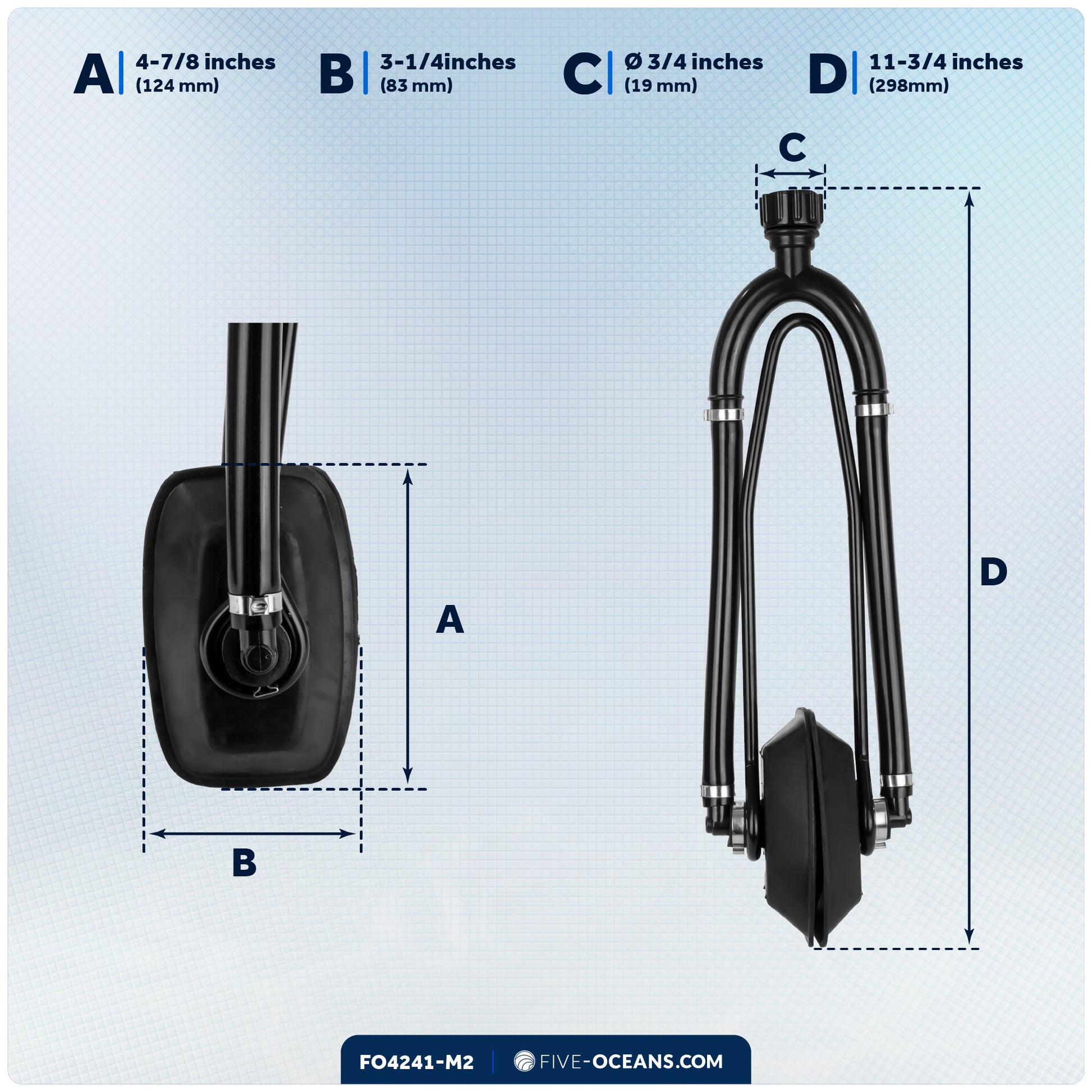 Dual Feed Muff Boat Motor Flusher, Rectangular Muffs - 2-Pack - FO4241-M2 - Five Oceans