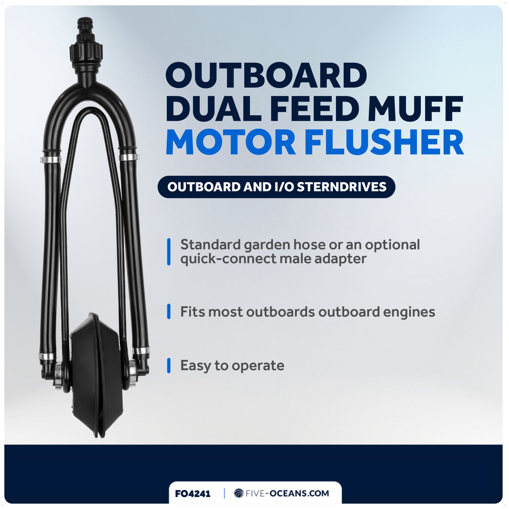 Dual Feed Muff Boat Motor Flusher, Rectangular Muffs - FO4241 - Five Oceans