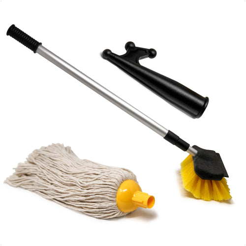Deck Brush with Mop and Hook, Extend from 27"- 64"