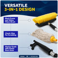 Deck Brush with Mop and Hook, Extend from 27"- 64" - FO4264 - Five Oceans