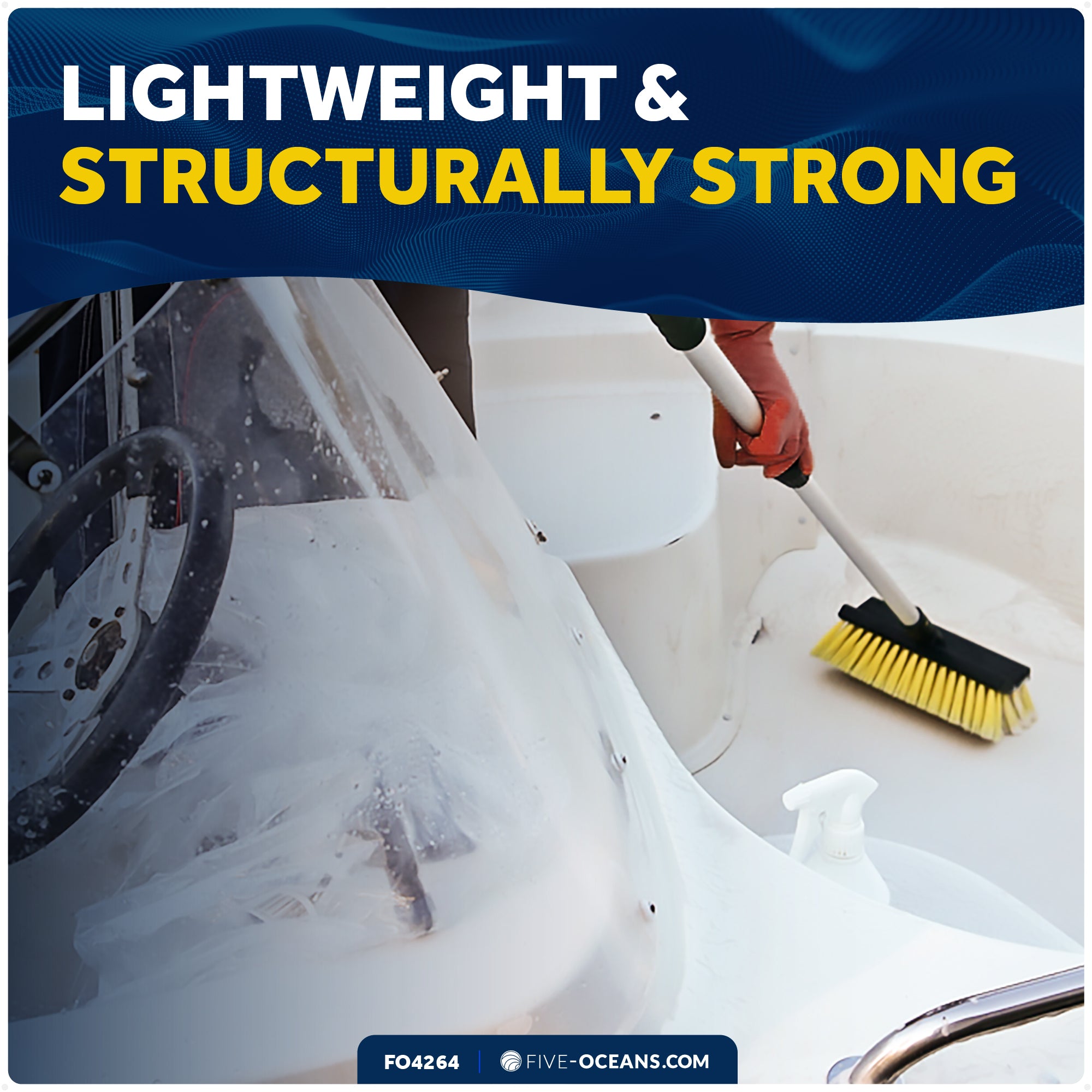 Boat Deck Brush with Mop and Hook, Extend from 27"- 64" - FO4264