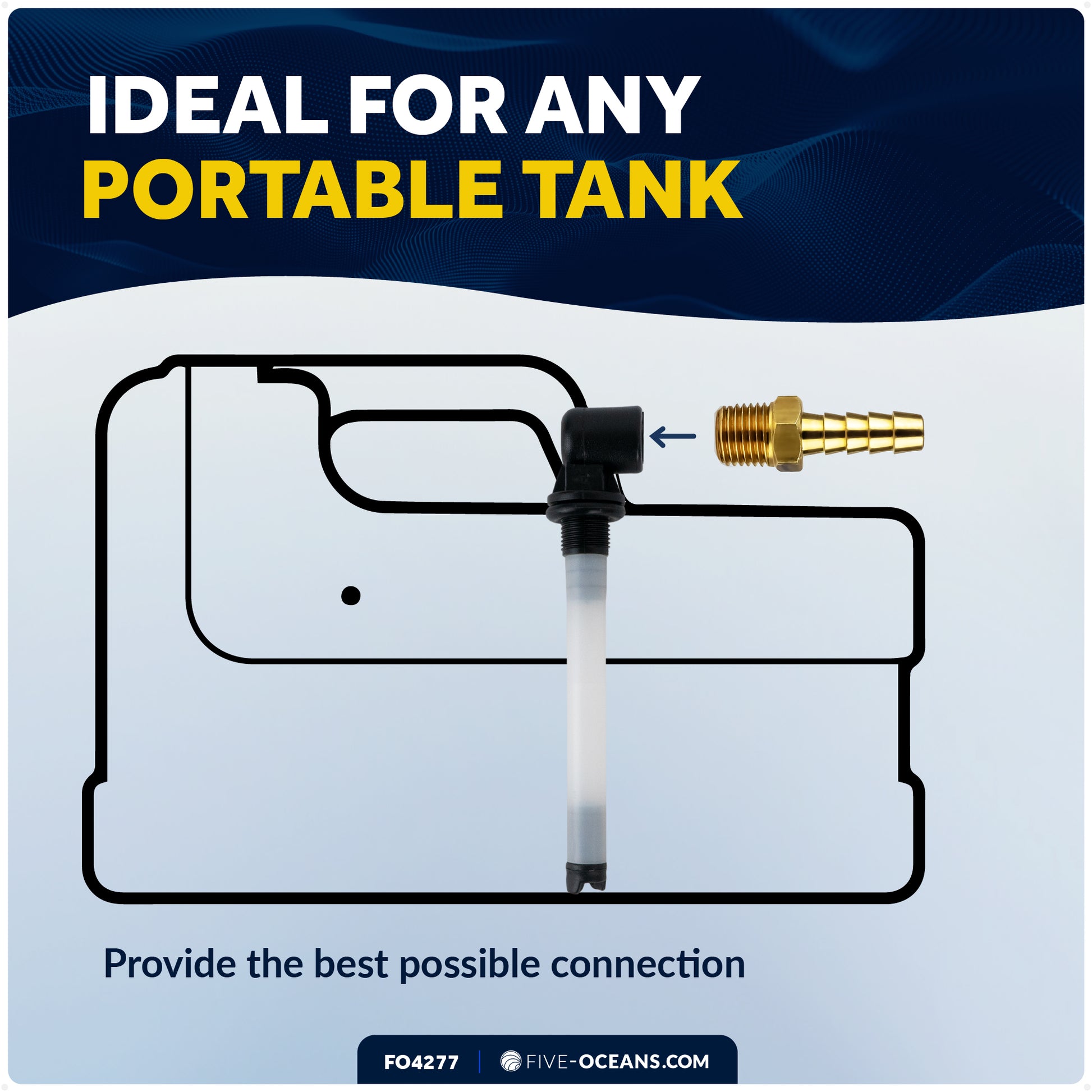 1/4" NPT Universal Fuel Tank Connector, 3/8" Barb Hose, Brass - FO4277 - Five Oceans