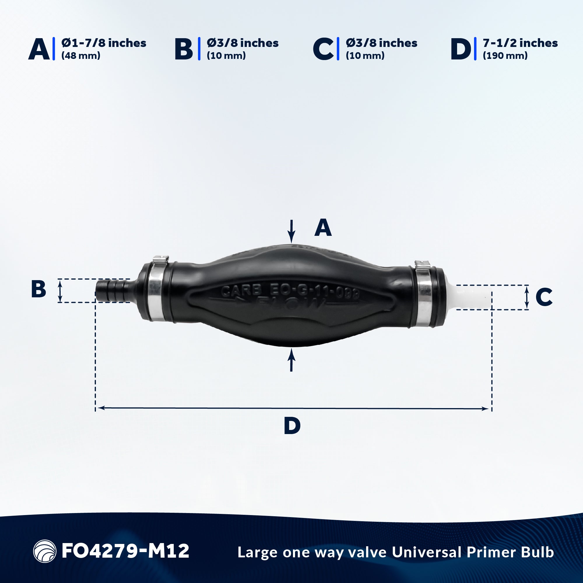 Value pack - Fuel Primer Bulb, 3/8"  Universal, 12-pack  - FO4280-M12 - Five Oceans
