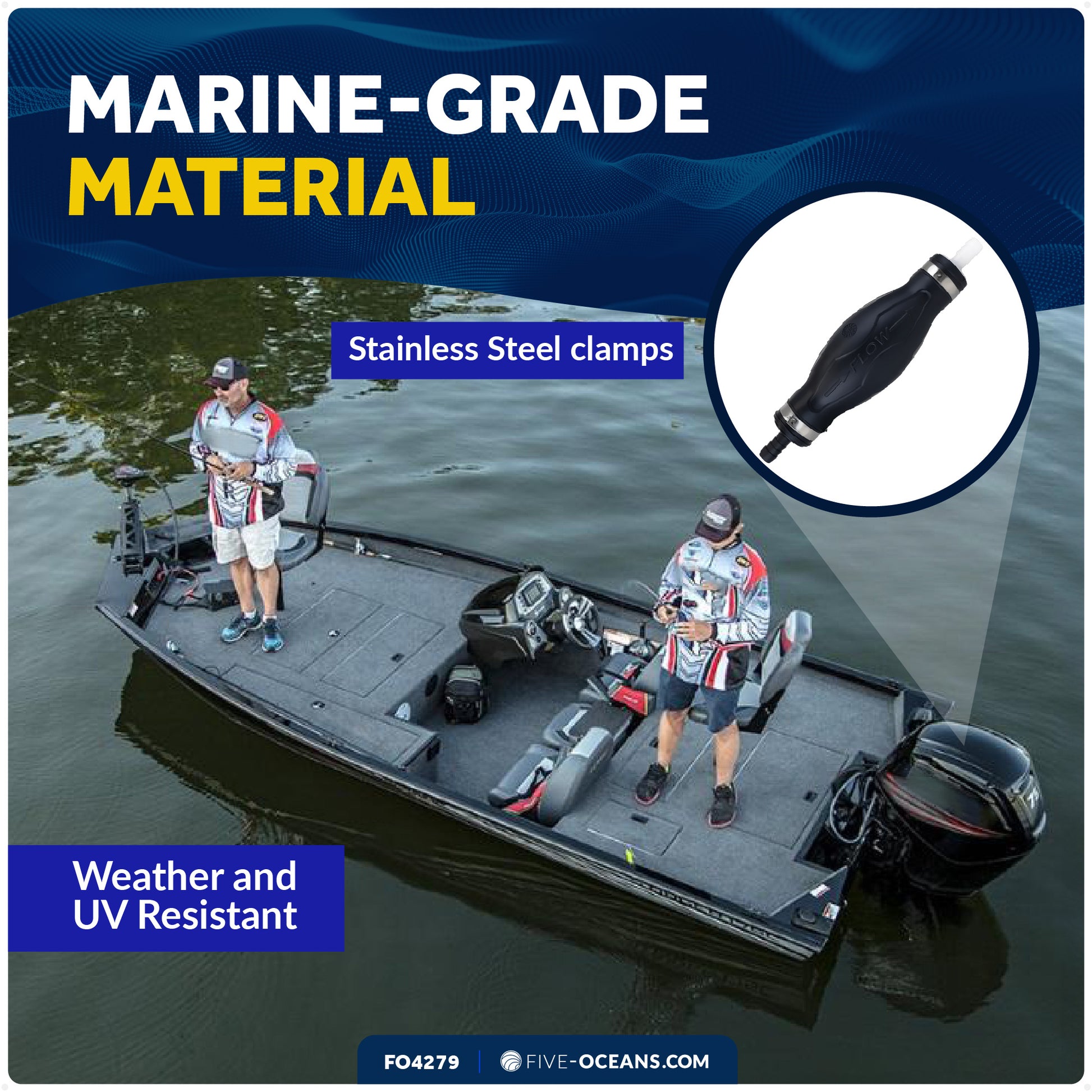 3/8-Inch Fuel Line Primer Bulb, Large EPA/CARB Approved - FO4279 - Five Oceans