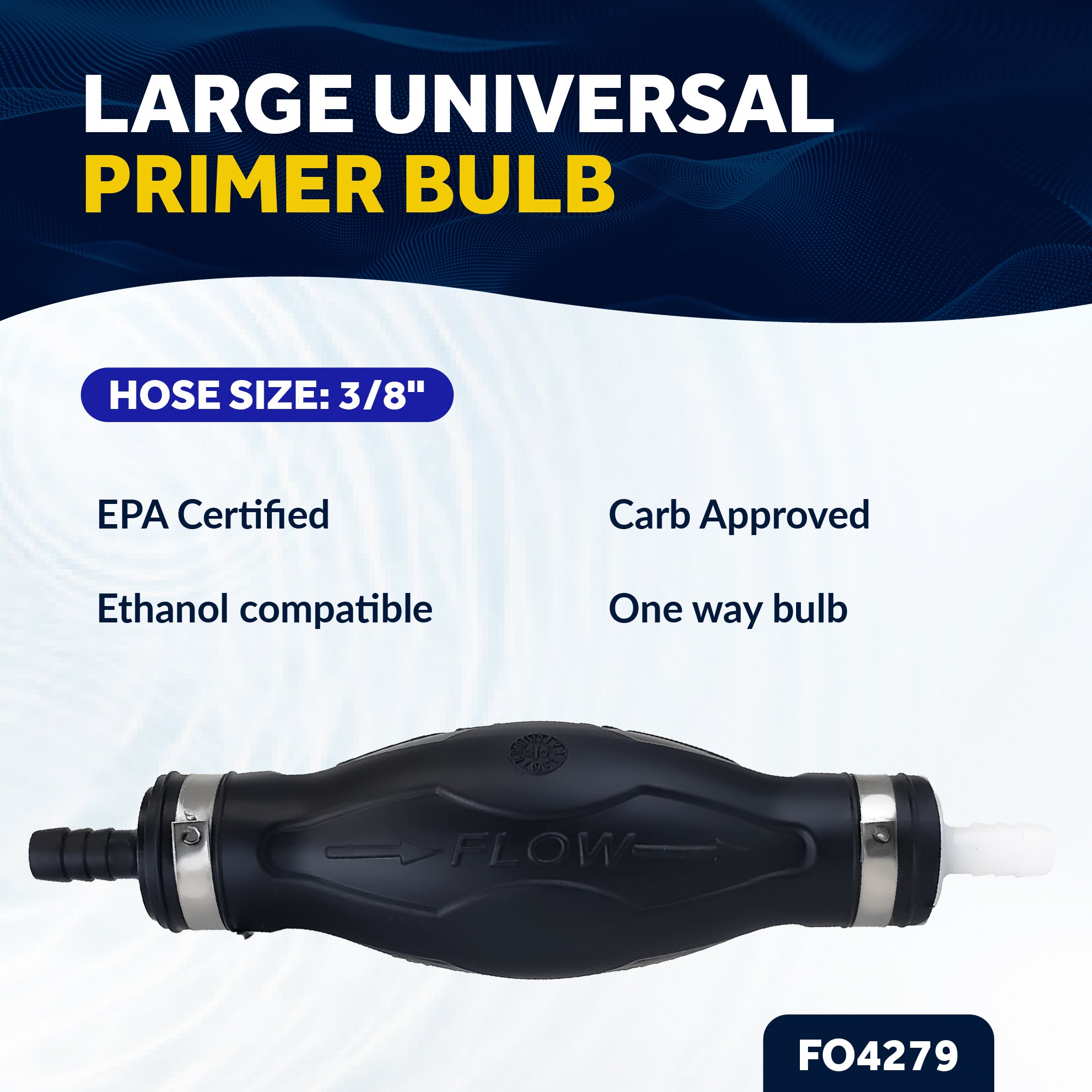 3/8-Inch Fuel Primer Bulb, Large EPA/CARB Approved - FO4279 - Five Oceans