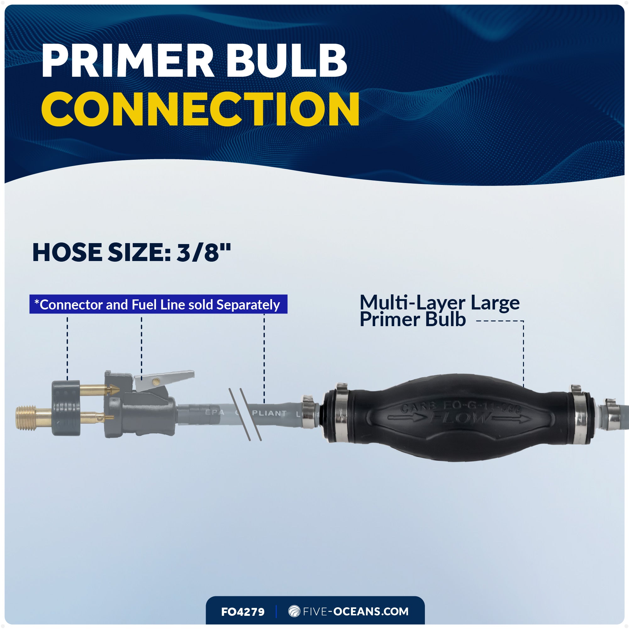 3/8-Inch Fuel Line Primer Bulb, Large EPA/CARB Approved - FO4279