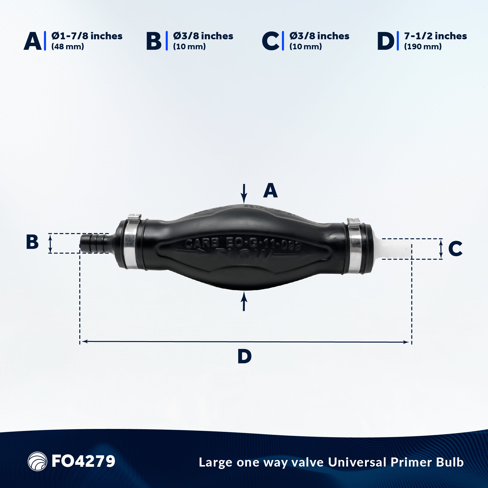 3/8-Inch Fuel Primer Bulb, Large EPA/CARB Approved - FO4279 - Five Oceans