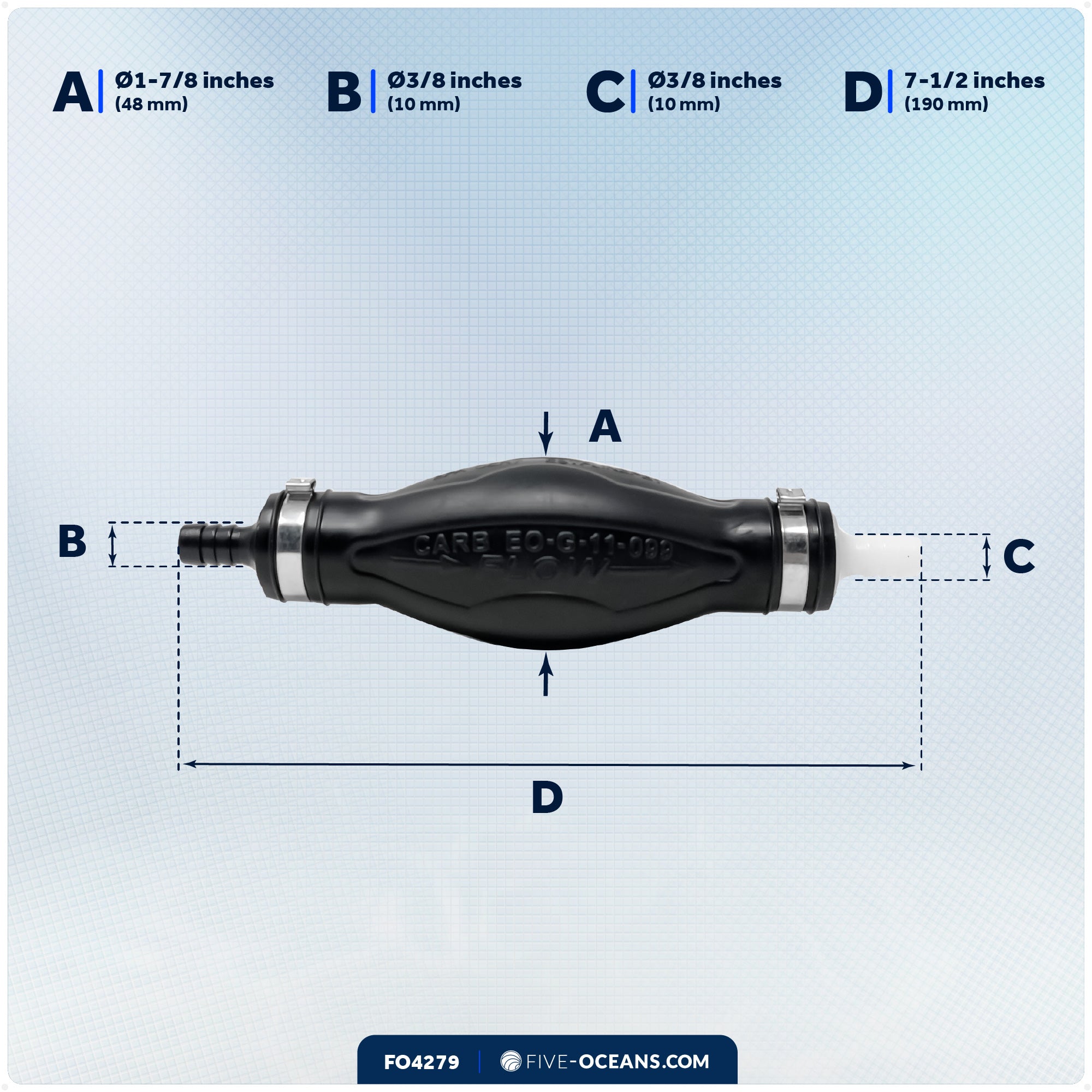 3/8-Inch Fuel Line Primer Bulb, Large EPA/CARB Approved - FO4279