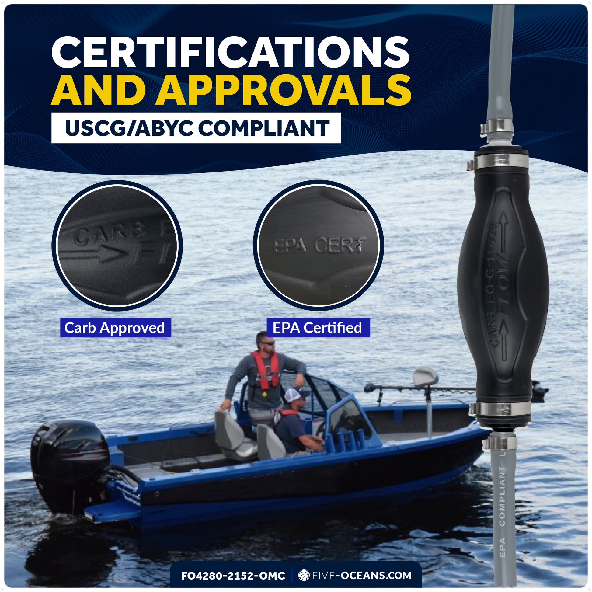 EPA 3/8" Fuel Line Assembly OMC / Johnson / Evinrude Outboards - FO4280-2152-OMC - Five Oceans