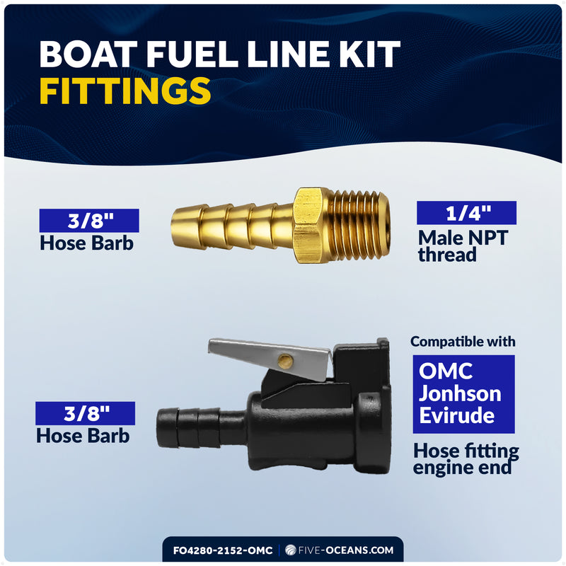 EPA 3/8" Fuel Line Assembly OMC / Johnson / Evinrude Outboards - FO4280-2152-OMC - Five Oceans
