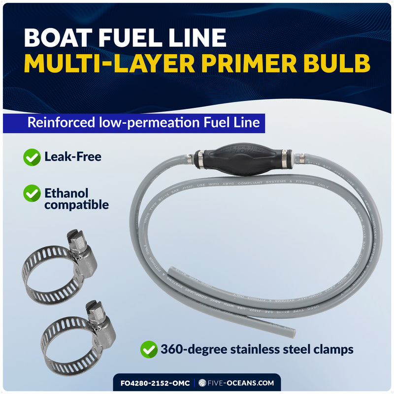 EPA 3/8" Fuel Line Assembly OMC / Johnson / Evinrude Outboards - FO4280-2152-OMC - Five Oceans