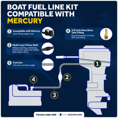 EPA 3/8" Fuel Line Assembly for Mercury Outboards - FO4280-2888-MER - Five Oceans