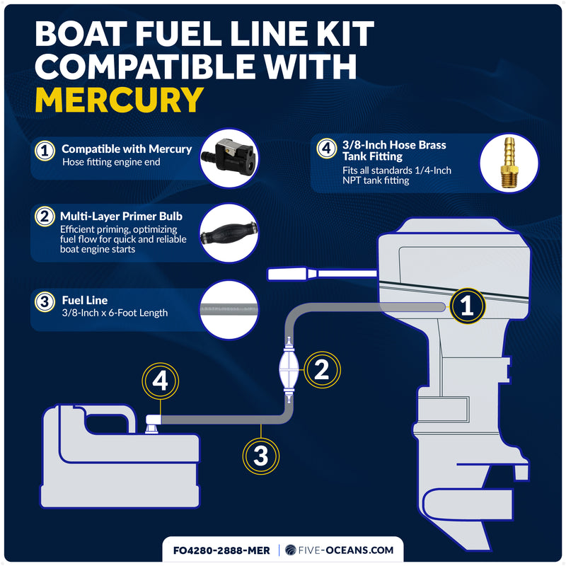EPA 3/8" Fuel Line Assembly for Mercury Outboards - FO4280-2888-MER - Five Oceans