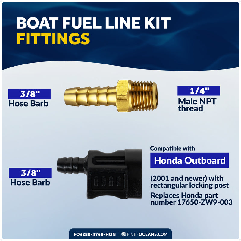 EPA 3/8" Fuel Line Assembly for Honda Outboards - FO4280-4768-HON - Five Oceans