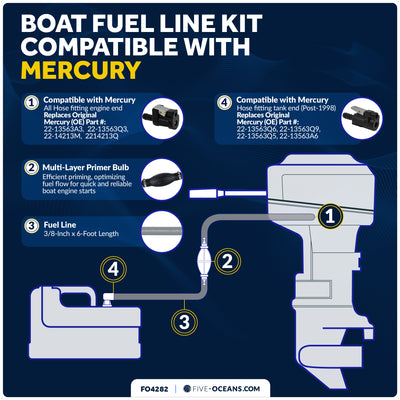 EPA 3/8" Fuel Line Assembly for Mercury Outboards & Tanks (Post-1998) – FO4282 - Five Oceans