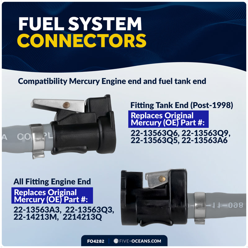 EPA 3/8" Fuel Line Assembly for Mercury Outboards & Tanks (Post-1998) – FO4282 - Five Oceans