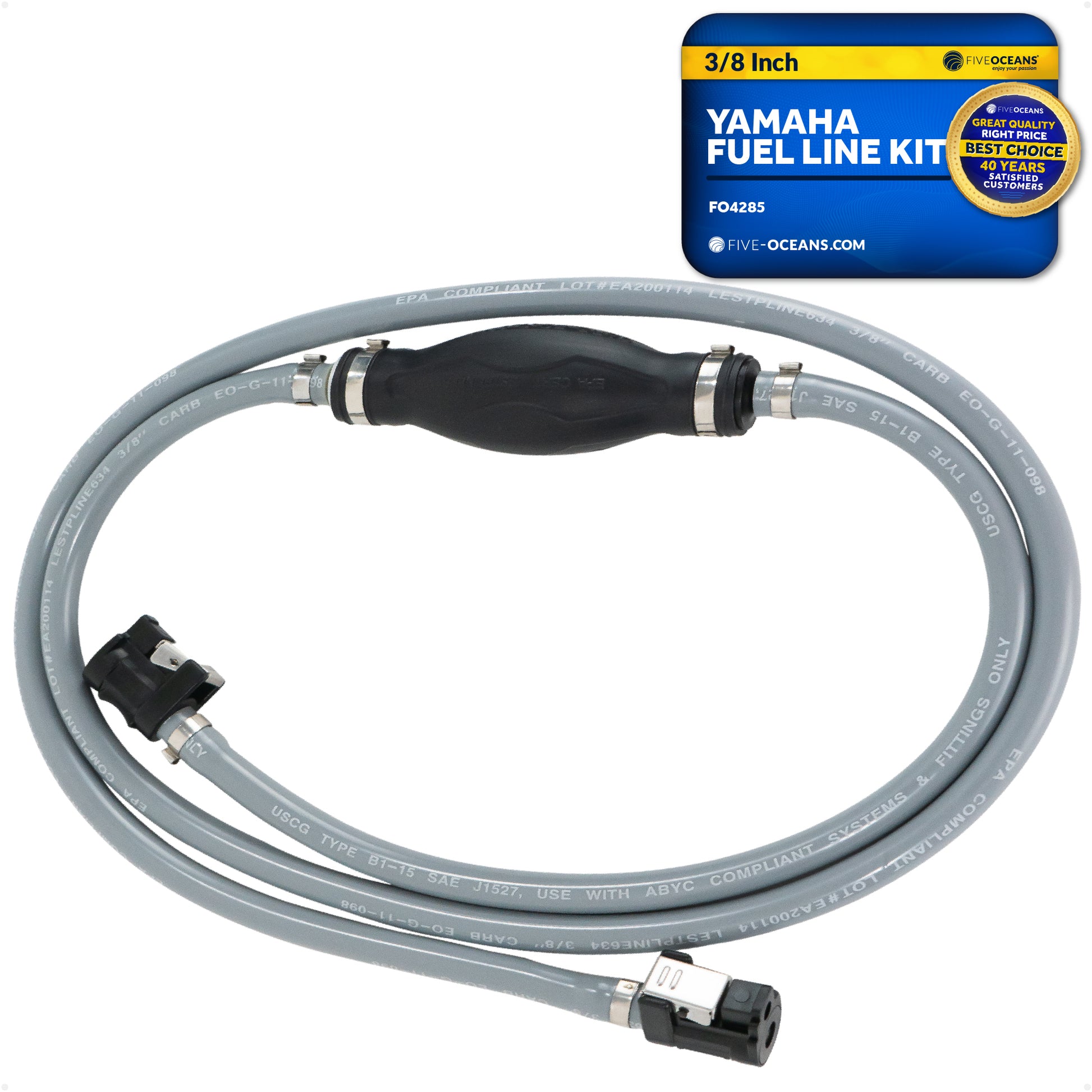 Yamaha Marine Boat Fuel Line Kit, 3/8-Inch x 6-Foot, EPA/CARB Approved - FO4285 - Five Oceans