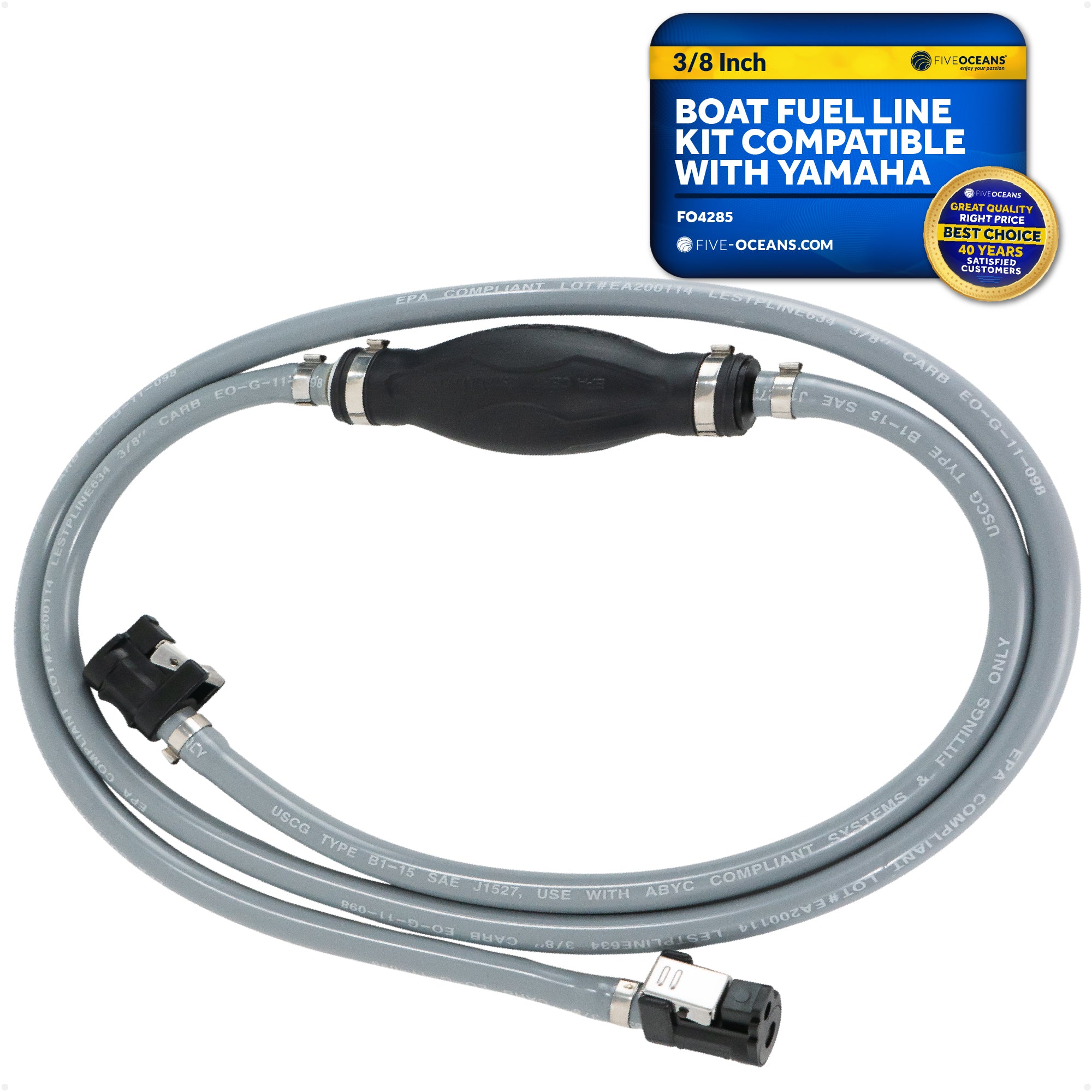 Yamaha Marine Boat Fuel Line Kit, 3/8-Inch x 6-Foot, EPA/CARB Approved - FO4285