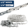Windlass Anchor Rode, 1/2" 3-Strand Rope with 1/4" HTG4 Galvanized Steel Chain - Five Oceans
