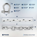 Windlass Anchor Rode, 1/2" x 100' Rope with 1/4" x 15' G4 Galvanized Chain - FO4286 - Five Oceans