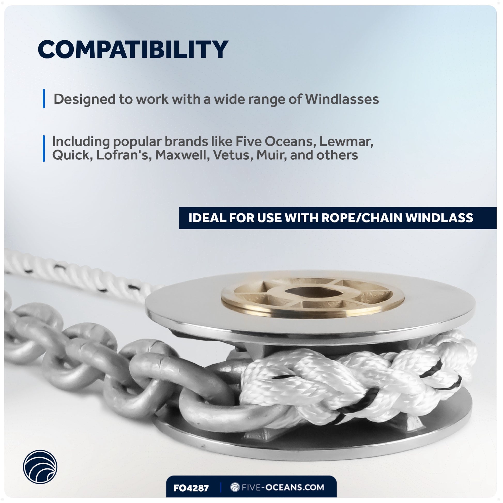 Windlass Anchor Rode, 1/2" x 200' Nylon 3-Strand Rope,  1/4" x 15' G4 Hot-Dipped Galvanized Steel Chain - FO4287 - Five Oceans