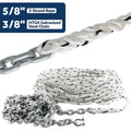 Windlass Anchor Rode, 5/8" 3-Strand Rope with 3/8" HTG4 Galvanized Steel Chain - Five Oceans