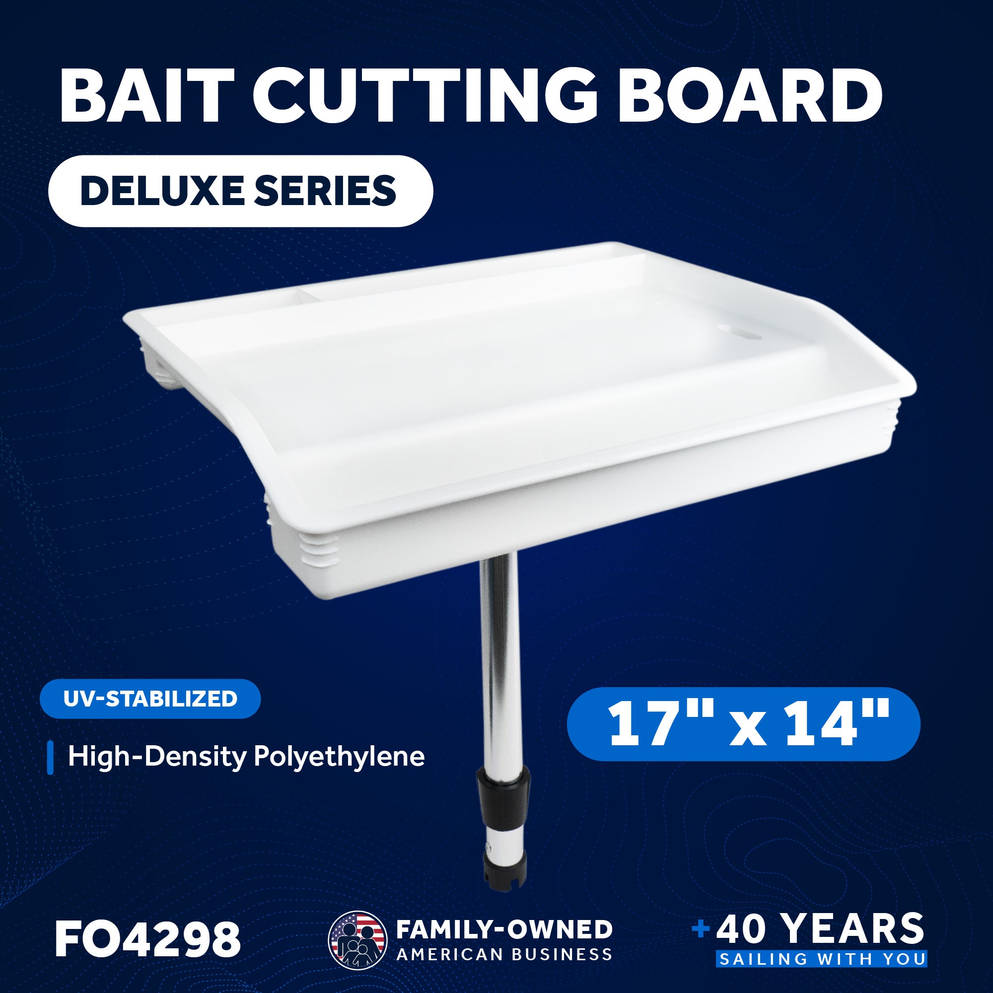 Five Oceans White Bait/Fillet Serving Cutting Board Table Rod Holder Mount  w/Plier Storage and Knife Slots
